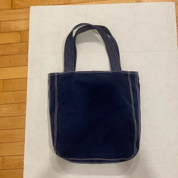 AEROPOSTALE Fabric Navy Blue Jean style Casual Tote Bag with white stitching - Picture 12 of 13